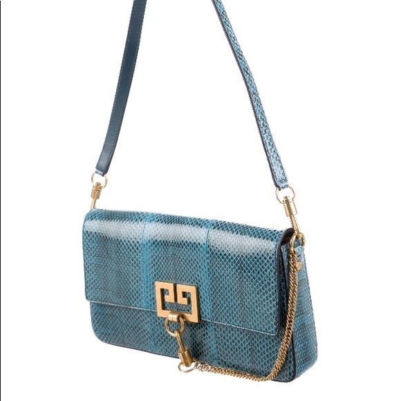 NEW never used! Givenchy Blue Snake Effect Leather Chain Bag - Picture 7 of 8